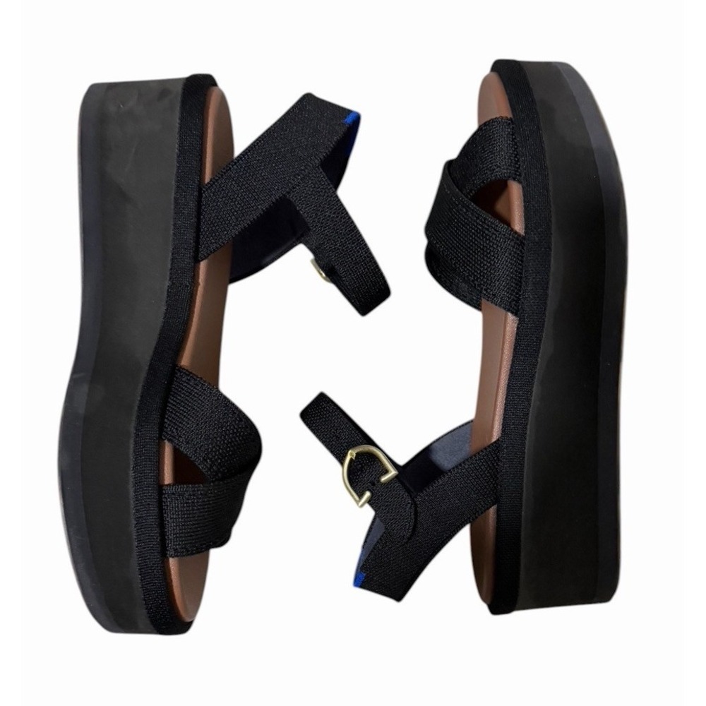 Rothy's The Criss-Cross Lightweight Wedge Sandal‎ Black Women's Shoe Size 7 - Picture 7 of 9